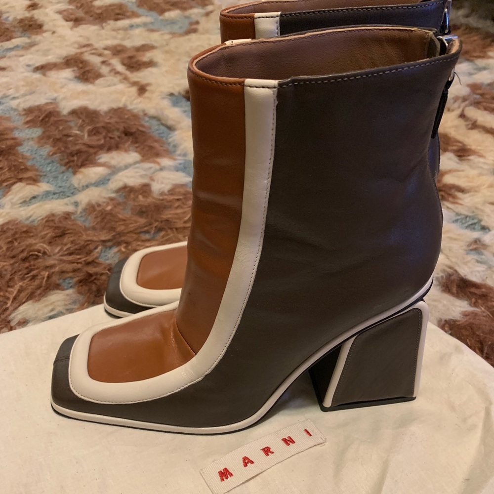 Marni S/S 2019 Calfskin Tri-color ankle boots